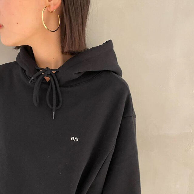 パーカー【e／s】 POINT LOGO HOODIE スウェット☆エマスライ☆ブラック