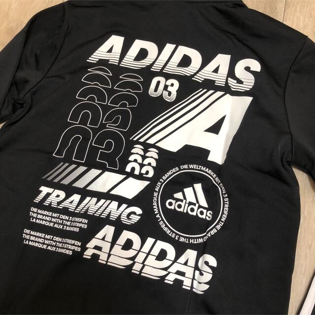 adidas(アディダス)の140 男の子 ジャージ セットアップ オールシーズン 長袖 長ズボン 黒 キッズ/ベビー/マタニティのキッズ服男の子用(90cm~)(パンツ/スパッツ)の商品写真