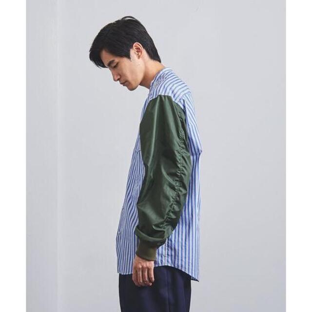 UNITED ARROWS(ユナイテッドアローズ)のEN ROUTE ストライプ リップストップ/スリーブ バンドカラー シャツ 3 メンズのトップス(シャツ)の商品写真