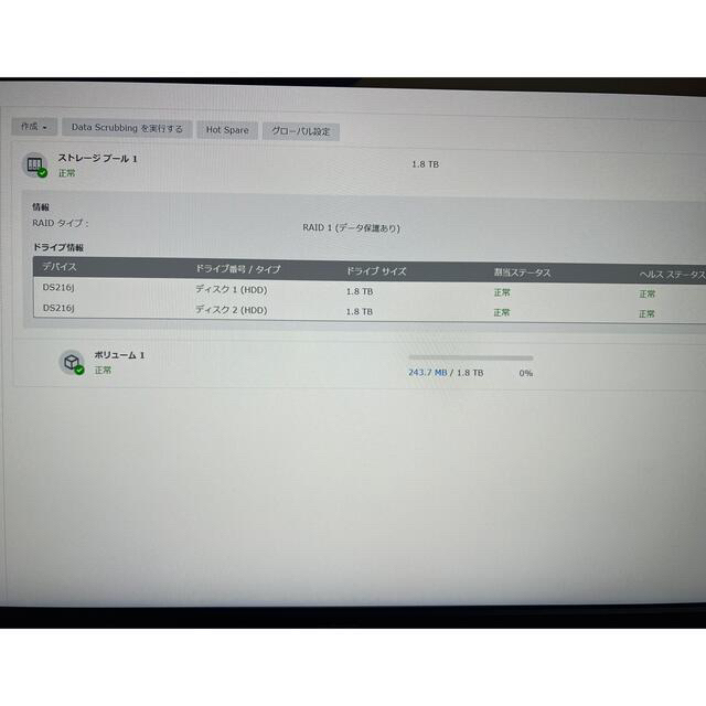 超激安格安 Synology DS216j 2TB×2 HDD付き！
の通販 by sho10969's shop｜ラクマ 特別大特価