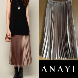 アナイ(ANAYI)のANAYI 箔サテンプリーツスカート(ロングスカート)