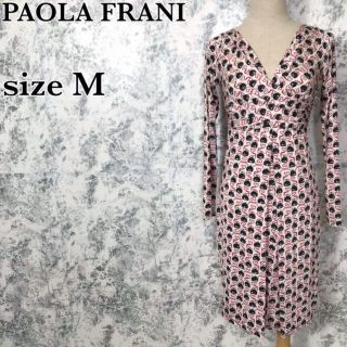 パオラフラーニ(PAOLA FRANI)のパオラ フラーニ 総柄 カシュクール 長袖 Aライン ストレッチ ワンピース(ひざ丈ワンピース)