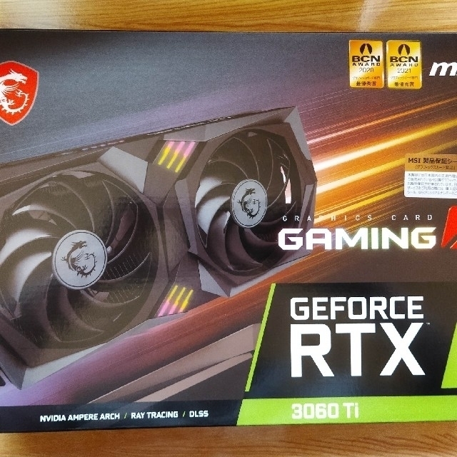 MSI RTX 3060 Ti GAMING X 8G LHR 中古 スマホ/家電/カメラのPC/タブレット(PCパーツ)の商品写真