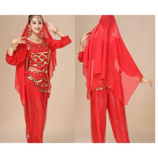 【新品未使用】アラビアン衣装　コスプレ　赤アラビアン　ベリーダンス衣装(衣装一式)