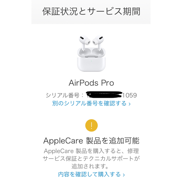 AirPods Pro 第１世代 AppleCare 1年弱 超美品