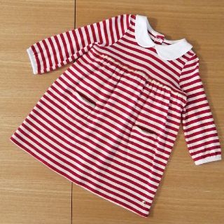 プチバトー(PETIT BATEAU)のPetit Bateau ワンピース 18m81cm 赤ボーダー(ワンピース)