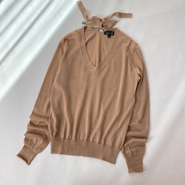 ドゥロワー ニット バックリボン セーター Vネック カシミヤ シルク