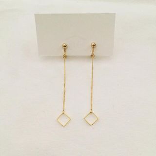 ハンドメイド スクエアロングイヤリング ピアス(イヤリング)