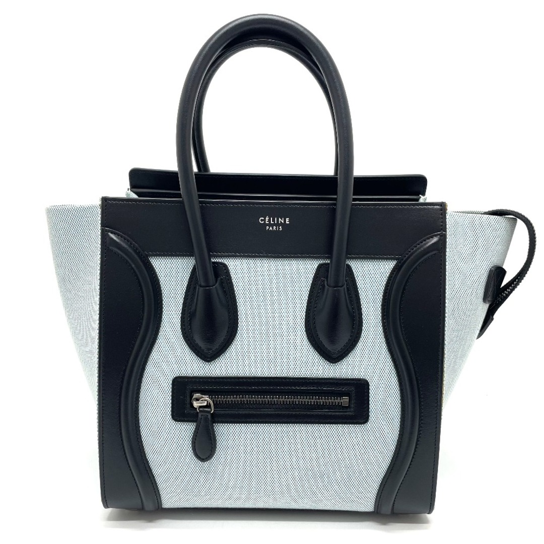通販 167792 マイクロショッパー ラゲージ CELINE セリーヌ - celine トートバッグ ブルー×ブラック アクア レザー/キャンバス ハンドバッグ ハンドバッグ