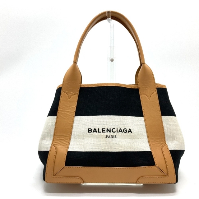 Balenciaga - バレンシアガ 339933 ロゴ ネイビーカバスS トートバッグ ブラウン