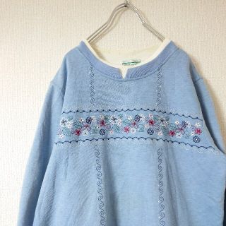 90s 古着 Shenanigans スウェット　花柄刺繍(トレーナー/スウェット)