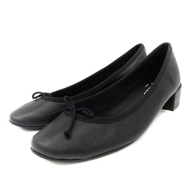 repetto(レペット)のレペット パンプス レザー 牛革 チャンキーヒール 39 24.7cm 黒 レディースの靴/シューズ(ハイヒール/パンプス)の商品写真