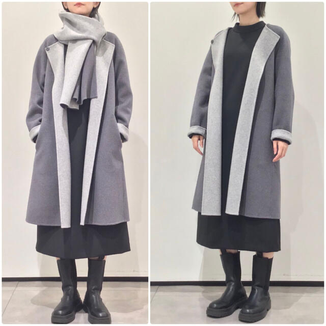 超激安 Theory 20aw スカーフ付きロングコート 050ブラック procad.cl