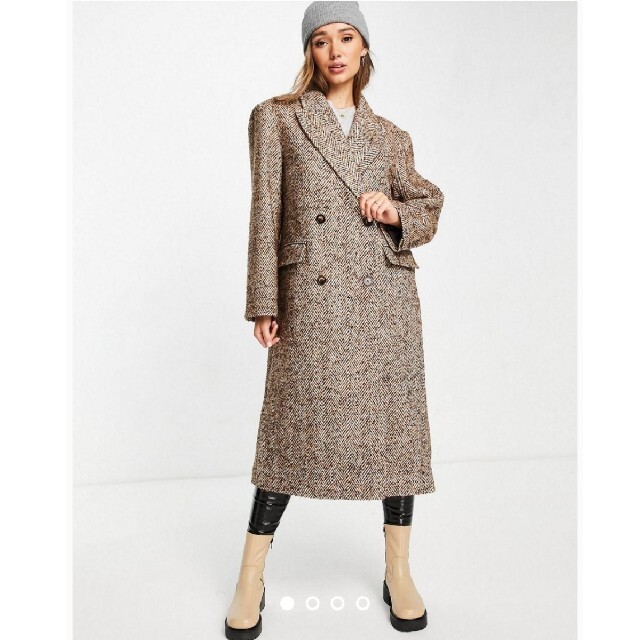 asos(エイソス)のエイソス　ヘリンボーン　コート レディースのジャケット/アウター(ロングコート)の商品写真