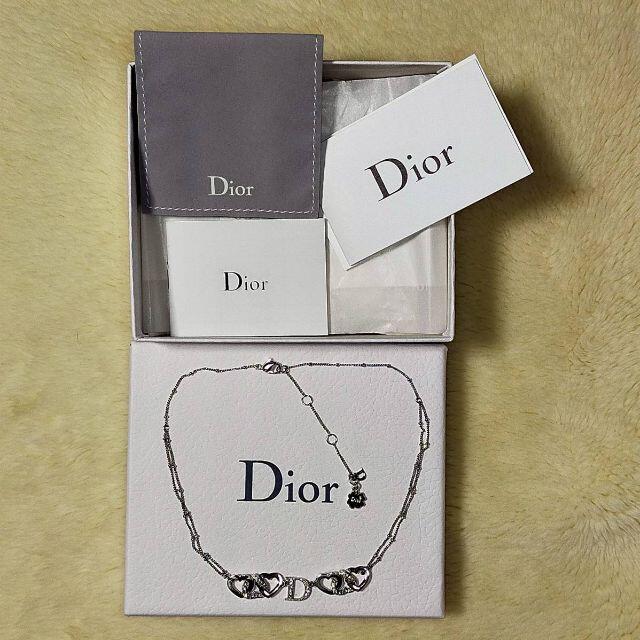 Christian Dior - 箱と袋付き美品ディオール3ハートクリスタル★ネックレス,シルバー★Diorの通販 by しまとにいに's