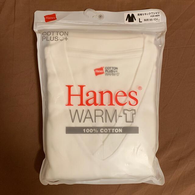 Hanes(ヘインズ)のhanes warm 長袖 vネック Tシャツ Lサイズ 2枚セット メンズのトップス(Tシャツ/カットソー(七分/長袖))の商品写真