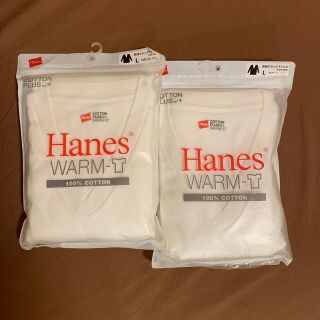 ヘインズ(Hanes)のhanes warm 長袖 vネック Tシャツ Lサイズ 2枚セット(Tシャツ/カットソー(七分/長袖))