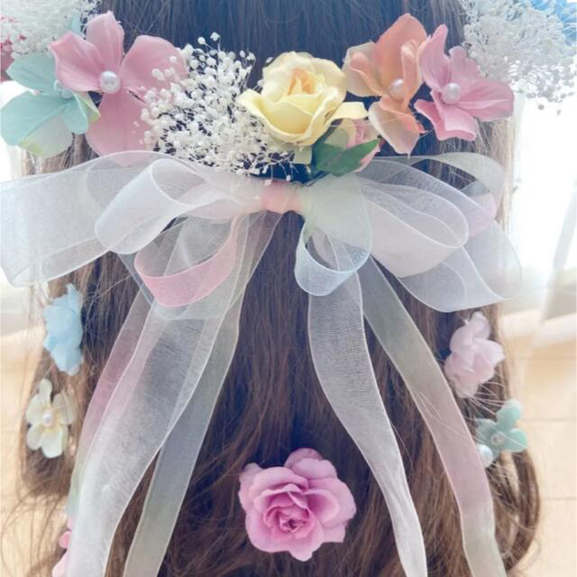 ラプンツェルハーフアップ髪飾り♡パステル ゴージャスリボン ラプンツェルハーフアップ髪飾り♡パステル ゴージャスリボン