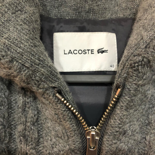 LACOSTE(ラコステ)のLACOSTE ニットダウンベスト ケーブルニット ダブルジッパー レディースのジャケット/アウター(ダウンベスト)の商品写真