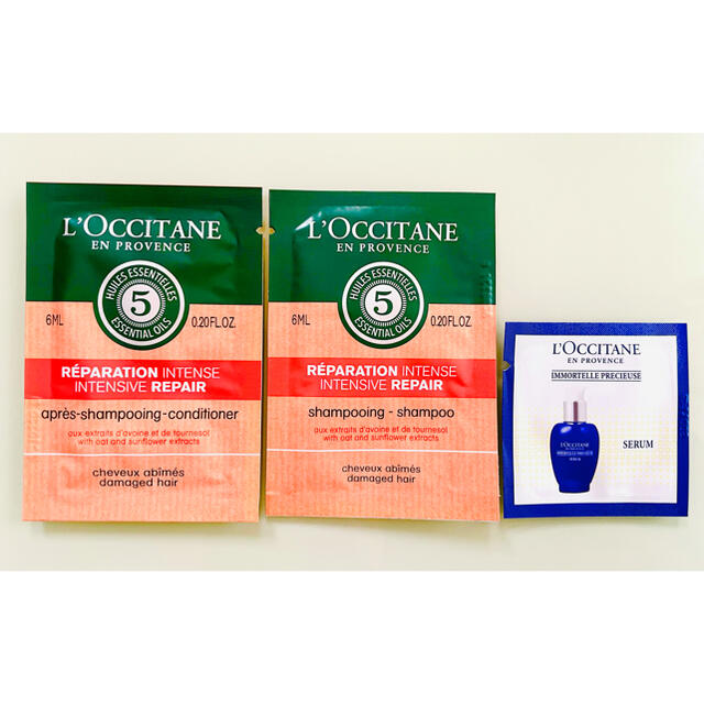 L'OCCITANE(ロクシタン)のL'OCCITANE  サンプル 3点セット コスメ/美容のヘアケア/スタイリング(シャンプー/コンディショナーセット)の商品写真