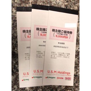 ユナイテッド・スーパーマーケット USMH 株主優待券 15000円分(ショッピング)