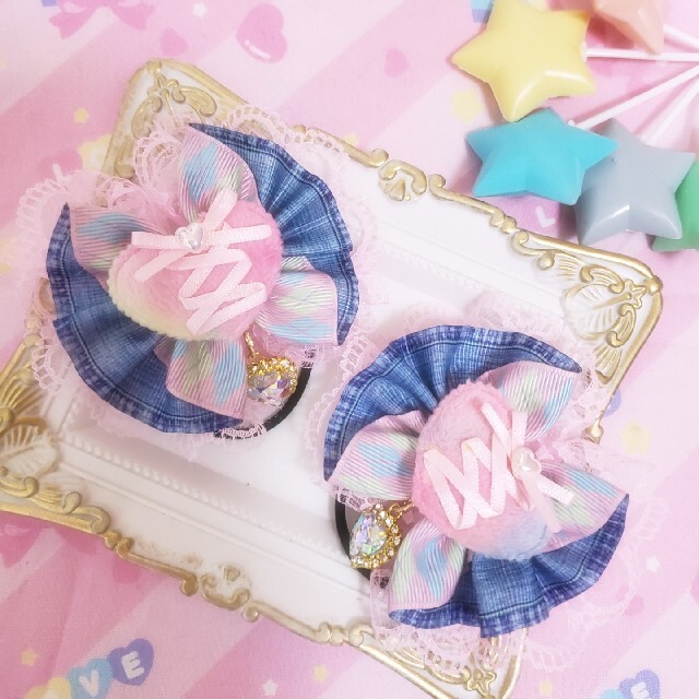 fuwamoco様♡コメント制♡ハンドメイド♡編み上げ風ファーハートフリル ...