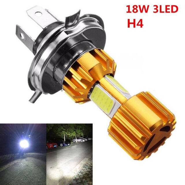 H4 18W LEDヘッドライト（オン・オフロード/スクーター/ネイキッド）×1 自動車/バイクの自動車(汎用パーツ)の商品写真