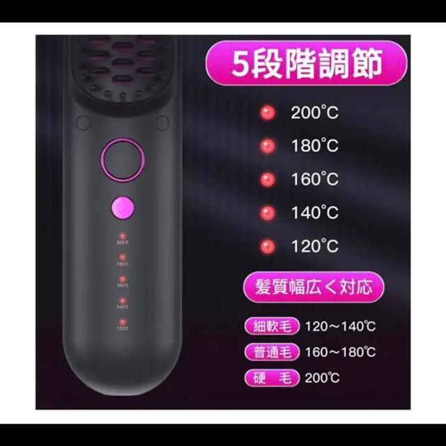 Wallfire ヘアアイロン ブラシ アイロン 充電式 コードレス スマホ/家電/カメラの美容/健康(ヘアアイロン)の商品写真