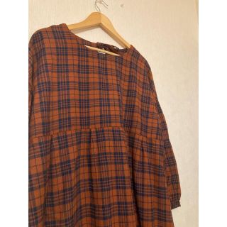 メルロー(merlot)の新品　メルロー  チェックワンピース　ブラウン(ロングワンピース/マキシワンピース)