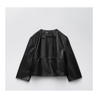 ザラ(ZARA)の【新品】ZARA フェイクレザージャケット(ノーカラージャケット)