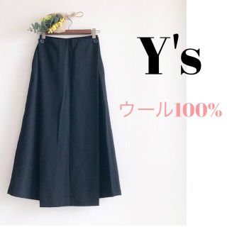 ワイズ(Y's)の【ウール100%】ワイズ Y's ロングスカート シック モード 黒 ブラック(ロングスカート)