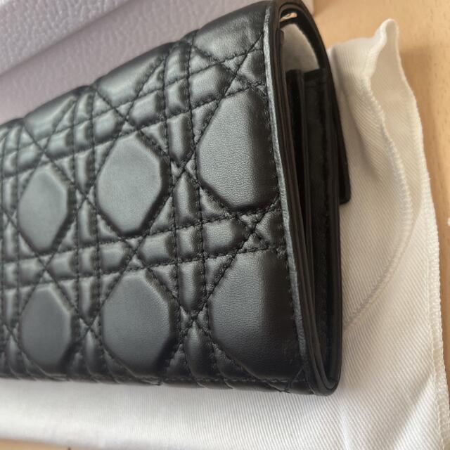 未使用【クリスチャンディオールDior】レディディオール 長財布 黒×シルバー