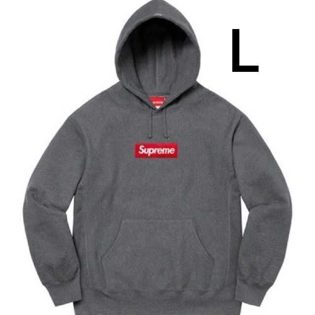 box logo Hooded Sweatshirt チャコール　Lサイズ