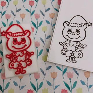 ハンドメイド　消しゴムはんこ　くまのTeku クリスマスツリー　コスプレ　サンタ(はんこ)