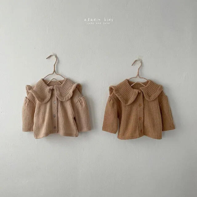 ZARA KIDS(ザラキッズ)の【新品　値下げ】ALADIN フリルニットカーディガン　韓国子供服 キッズ/ベビー/マタニティのキッズ服女の子用(90cm~)(カーディガン)の商品写真