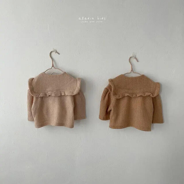 ZARA KIDS(ザラキッズ)の【新品　値下げ】ALADIN フリルニットカーディガン　韓国子供服 キッズ/ベビー/マタニティのキッズ服女の子用(90cm~)(カーディガン)の商品写真