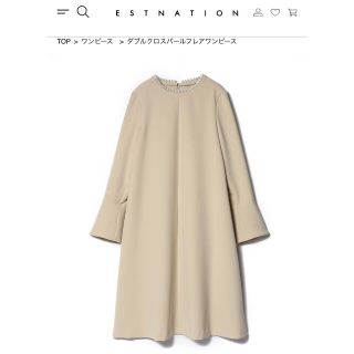 エストネーション(ESTNATION)の【美品】ESTNATION ダブルクロスパールフレアワンピース ※値下げしました(ひざ丈ワンピース)