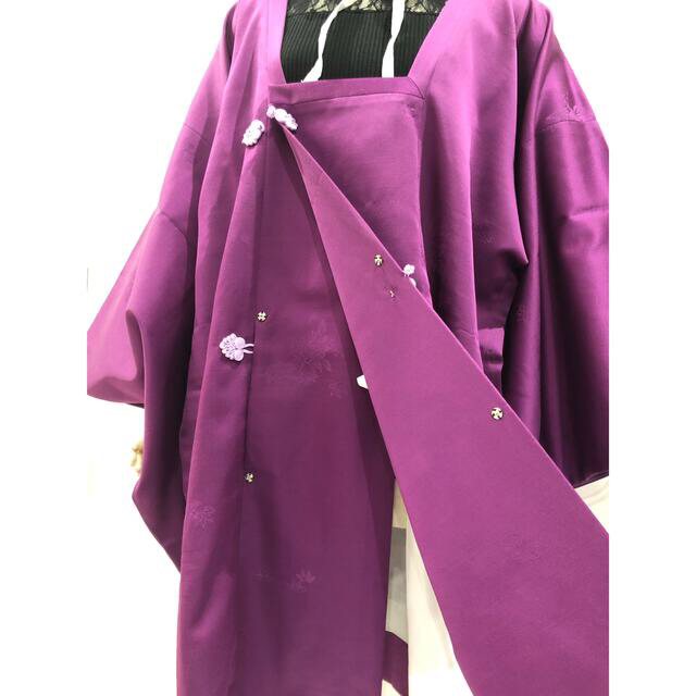着物リメイク チャイナ風 紫 ロングコート 和風コートの通販 by 着物リメイク チャイナ風 紫 ロングコート 和風コートの通販 by