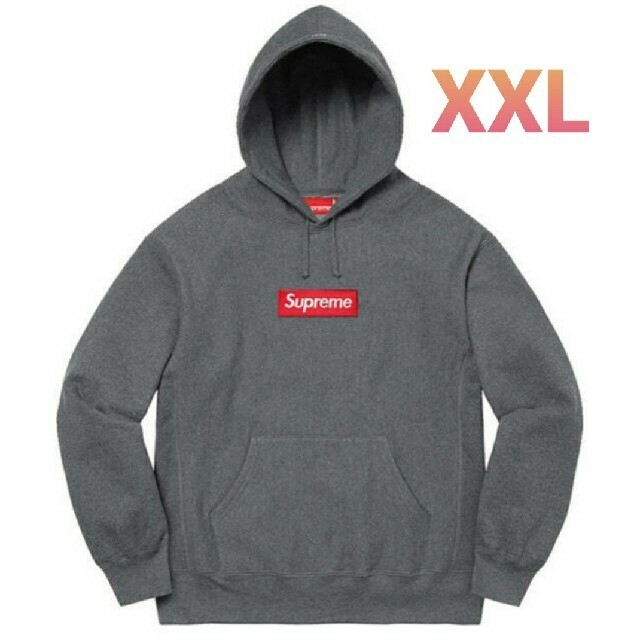 予約中!】 Logo Box Supreme - Supreme Hooded XXL Charcoal パーカー