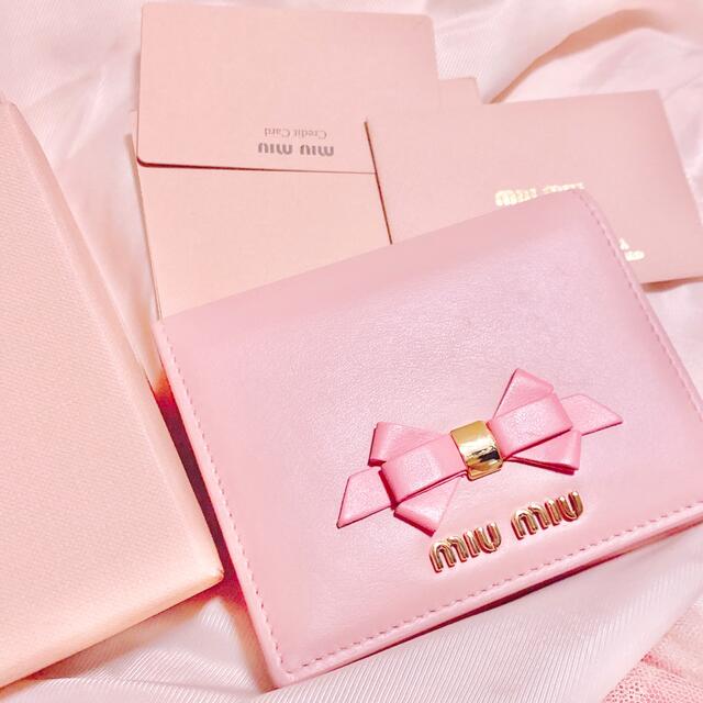 miu miu 正規品 / 美品 リボン二つ折り財布 pink