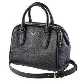 フルラ(Furla)の美品 FURLA フルラ ショルダーバッグ ボストンバッグ 黒 ブラック(ショルダーバッグ)