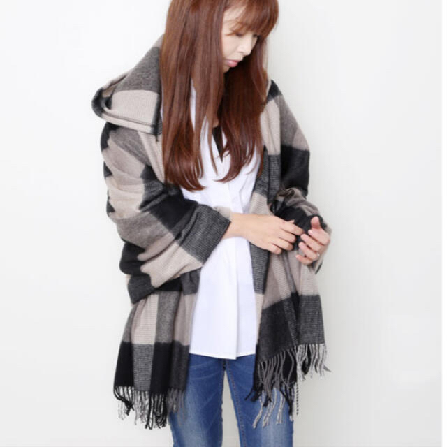 カラー FENNEL マフラー付きチェックポンチョコート MAGASEEK PayPay
