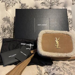 サンローラン(Saint Laurent)のサンローラン　ムートン　バッグ　スウェード　LOU ベルトバッグ　ベージュ(ボディバッグ/ウエストポーチ)