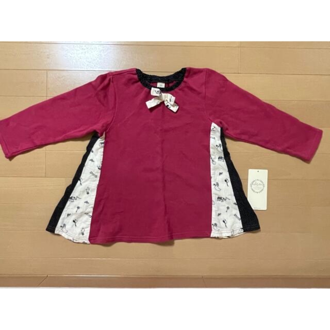 ドルチーナ  120  プリント切替チュニック　ボルドー キッズ/ベビー/マタニティのキッズ服女の子用(90cm~)(Tシャツ/カットソー)の商品写真