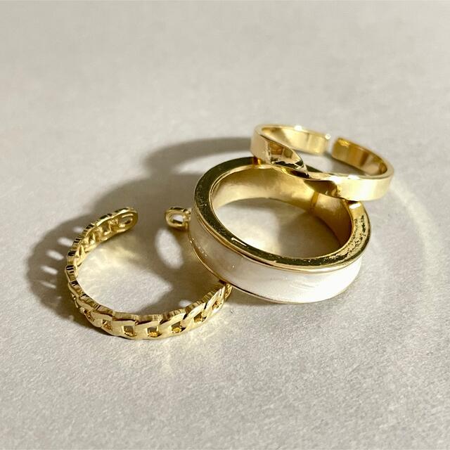 3連 ゴールドリング シンプル 韓国 指輪 セット クティール好きにも⑤ メンズのアクセサリー(リング(指輪))の商品写真