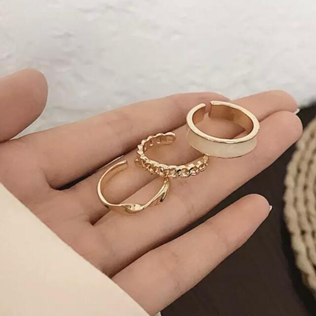3連 ゴールドリング シンプル 韓国 指輪 セット クティール好きにも⑤ メンズのアクセサリー(リング(指輪))の商品写真