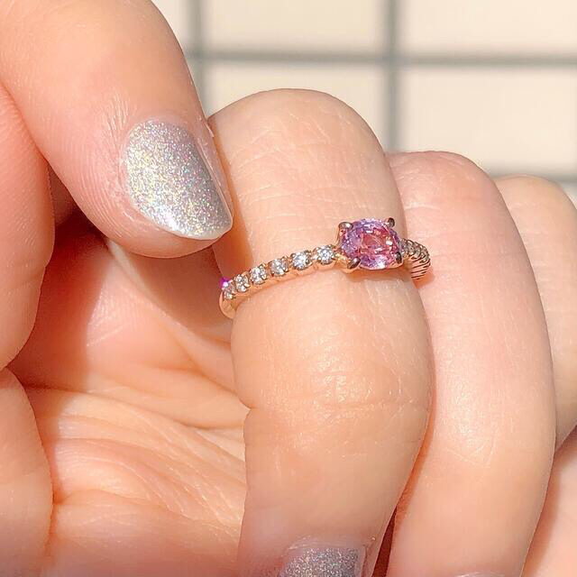 K18 パパラチャ サファイア  リング No.19009 レディースのアクセサリー(リング(指輪))の商品写真