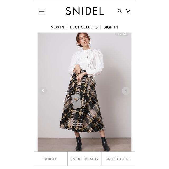 新品タグ付　SNIDEL ローリングチェックフレアスカート　ベージュ0