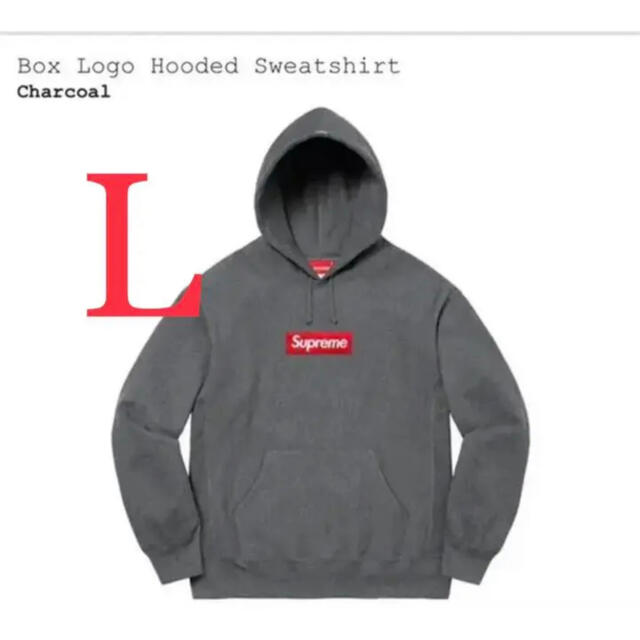 トップスsupreme box logo パーカー チャコール