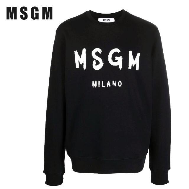 16 MSGM メンズ ブラック MILANOロゴ トレーナー size XL約680センチ袖丈